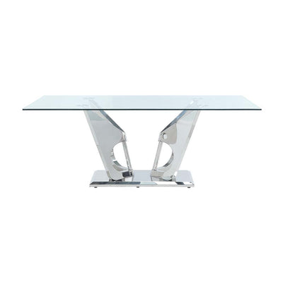 Azriel - Dining Table - Clear Glass & Mirrored Silver Finish - Grand Furniture GA