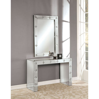 Hessa - Accent Table - Mirrored & Faux Rhinestone - Grand Furniture GA