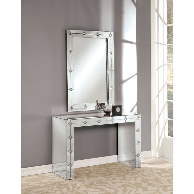 Hessa - Accent Table - Mirrored & Faux Rhinestone - Grand Furniture GA