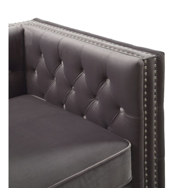 Gillian II - Loveseat - Dark Gray Velvet - Grand Furniture GA