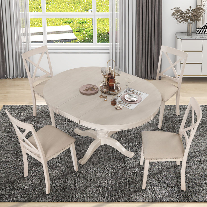 Modern Dining Table Set For 4, Round Table And 4 Kitchen Room Chairs, 5 Piece Kitchen Table Set For Dining Room, Dinette, Breakfast Nook