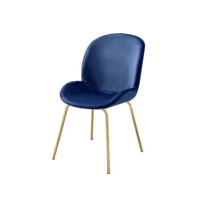 KD, Side Chair (High Back) • Stationary Seat: Standard Dining Height • Padded SEAT & BACK: Velvet (Solid Pattern) • NO Apron • Padded Backrest: Wingback Style • Seat Construction: Wood+Foam (Molding) • Metal Spindle Leg: Nickel Finish • Armless