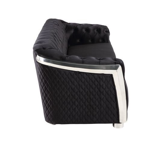 Pyroden - Sofa - Black Velvet & Chrome Finish - Grand Furniture GA