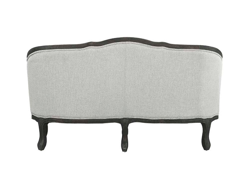 Samael - Loveseat - Gray Linen & Dark Brown Finish - Grand Furniture GA