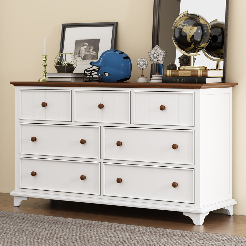 Wooden Captain Seven Drawer Dresser For Bedroom, Living Room, Kids&