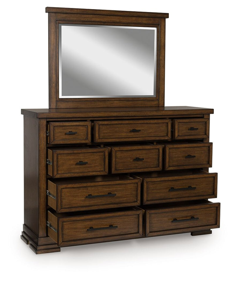 Taffenbrook - Medium Brown - Dresser And Mirror