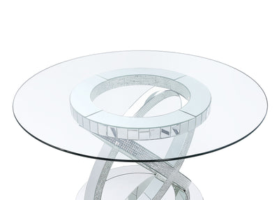 Ornat - Dining Table - Clear Glass, Mirrored & Faux Diamonds - 31"