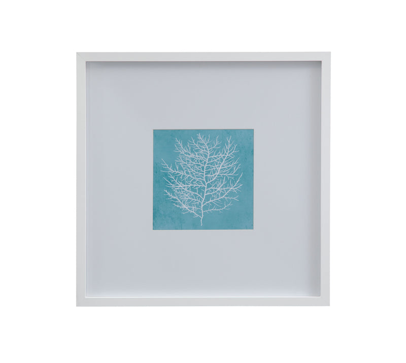 White Coral On Blue - II Framed Print - Blue / White