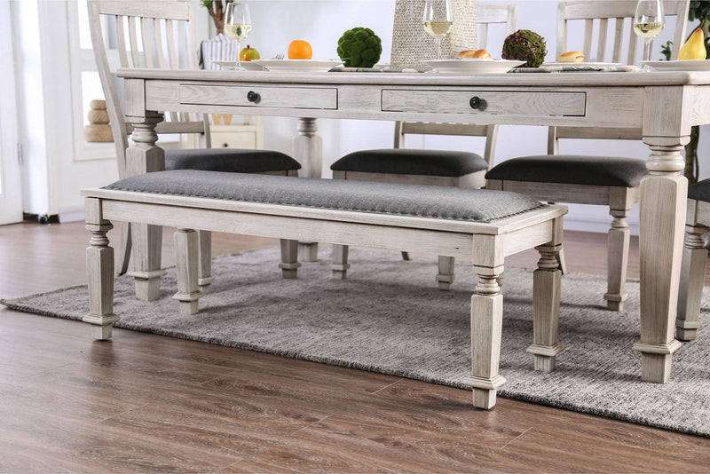 Georgia - Bench - Antique White / Gray - Grand Furniture GA