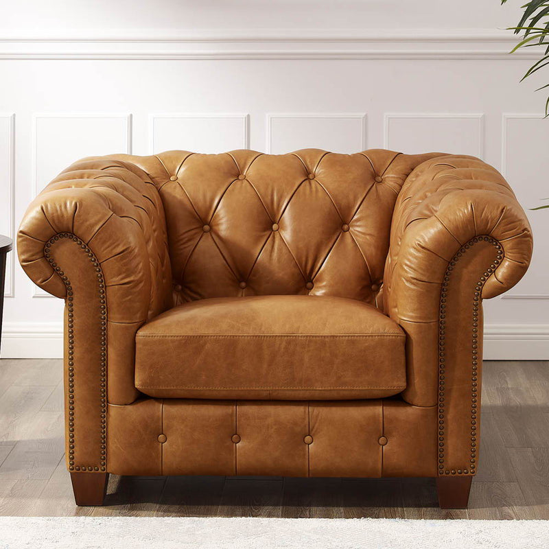 Kingston - Waxy Pull Up Leather Chair - Brown