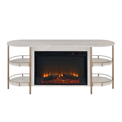 Valene - Console Table With Fireplace - White