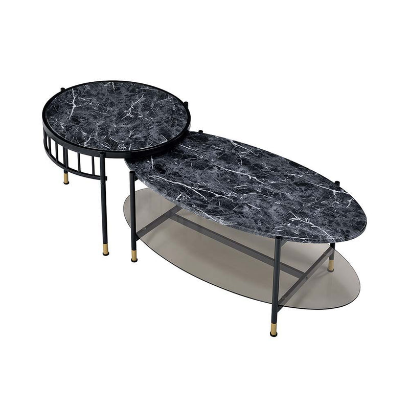 Silas - Coffee Table - Faux Marble Top & Black Finish - Grand Furniture GA