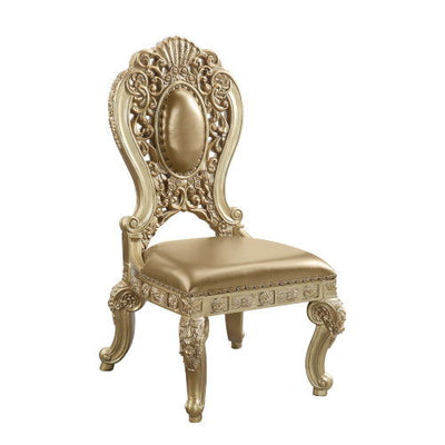 Seville - Side Chair (Set of 2) - Tan PU & Gold Finish - Grand Furniture GA