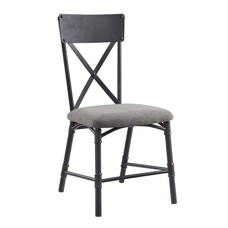 Edina - Side Chair (Set of 2) - Gray Fabric, Oak & Sandy Black Finish - Grand Furniture GA