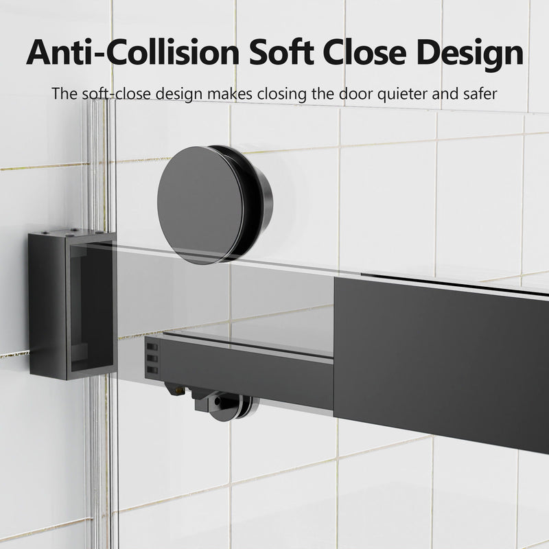 Frameless Double Sliding Soft-Close Shower Door, 3 / 8" (10Mm) Thick SGCC Tempered Glass Door, Matte