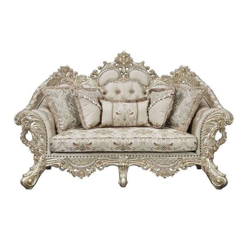 Danae - Loveseat - Fabric, Champagne & Gold Finish - Grand Furniture GA