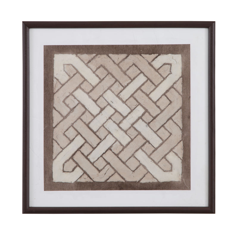 Knotted Tiles - IV Framed Print - Brown