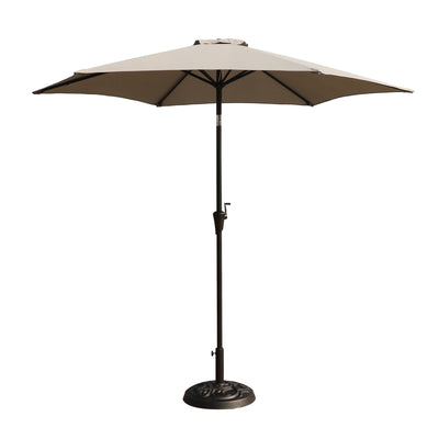 8.8' Outdoor Aluminum Patio Umbrella, Market Umbrella With 33 Pounds Round Resin Umbrella Base Lift