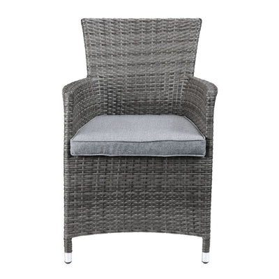 Tashelle - Patio Bistro Set - Gray Fabric & Gray Wicker - Grand Furniture GA