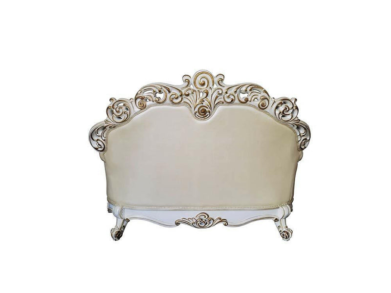 Vendom - Loveseat - Champagne PU & Antique Pearl Finsih - Grand Furniture GA