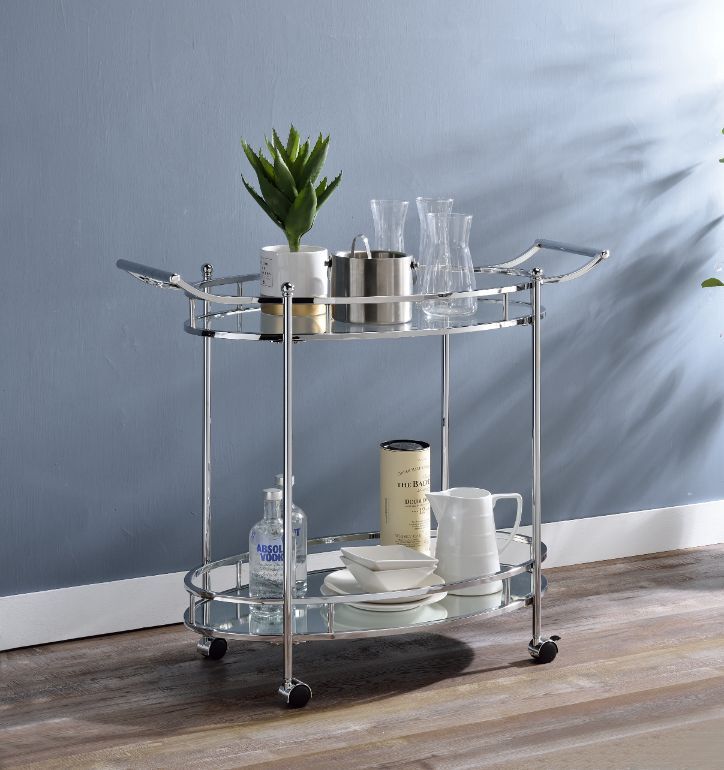 Jinx - Serving Cart - Clear Glass & Chrome Finish - Grand Furniture GA