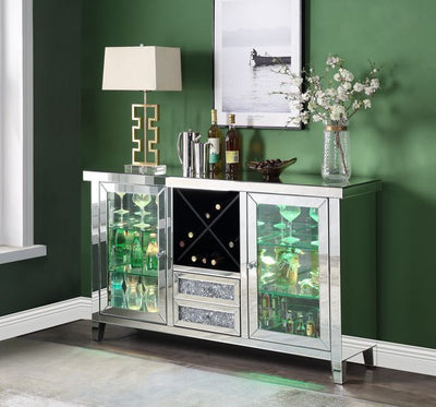 Noralie - Wine Cabinet - Mirrored & Faux Diamonds - 36".