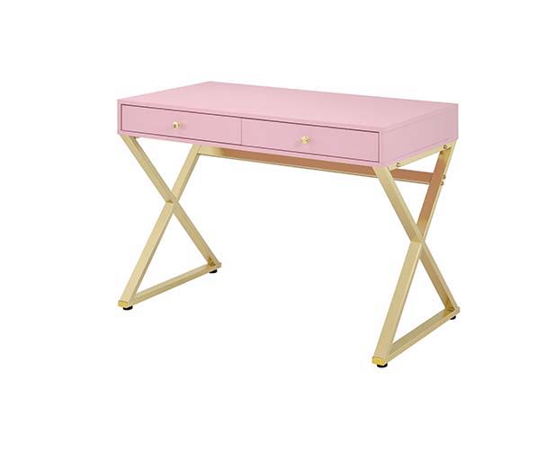 Coleen - Vanity Desk - Pink & Gold Finish - 31".