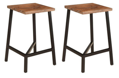 Hill Crest - 24" Solid Wood and Iron Counter Height Barstools (Set of 2).