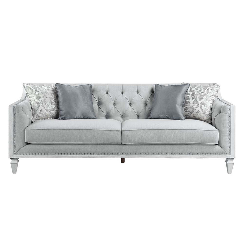 Katia - Sofa - Light Gray Linen & Weathered White Finish - Grand Furniture GA