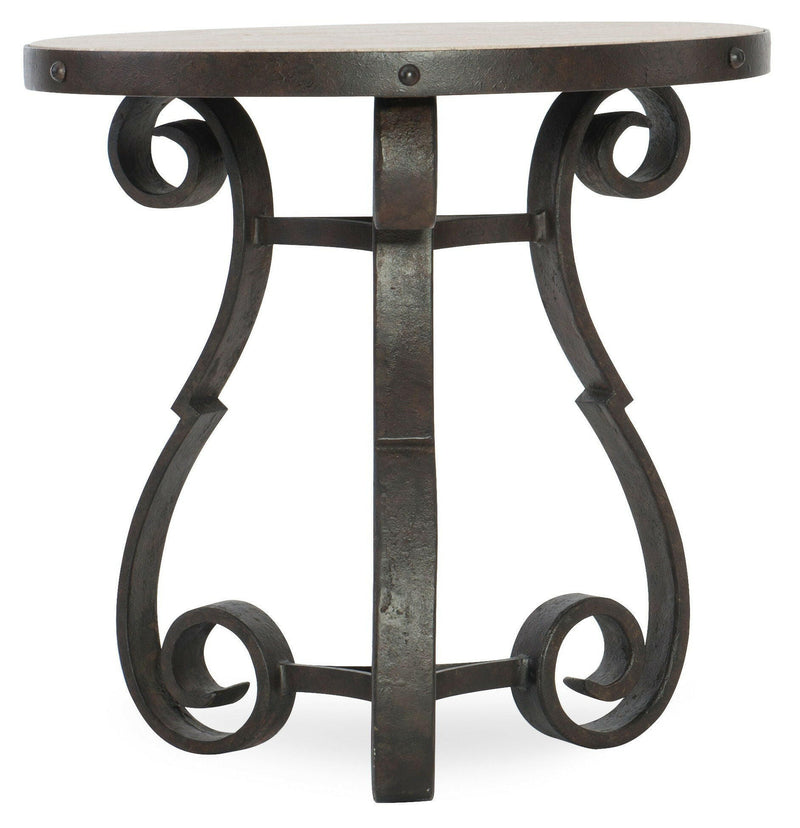 Hill Country - Luckenbach Metal And Stone End Table.