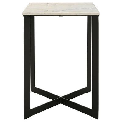 Tobin - Square Marble Top End Table - White and Black.