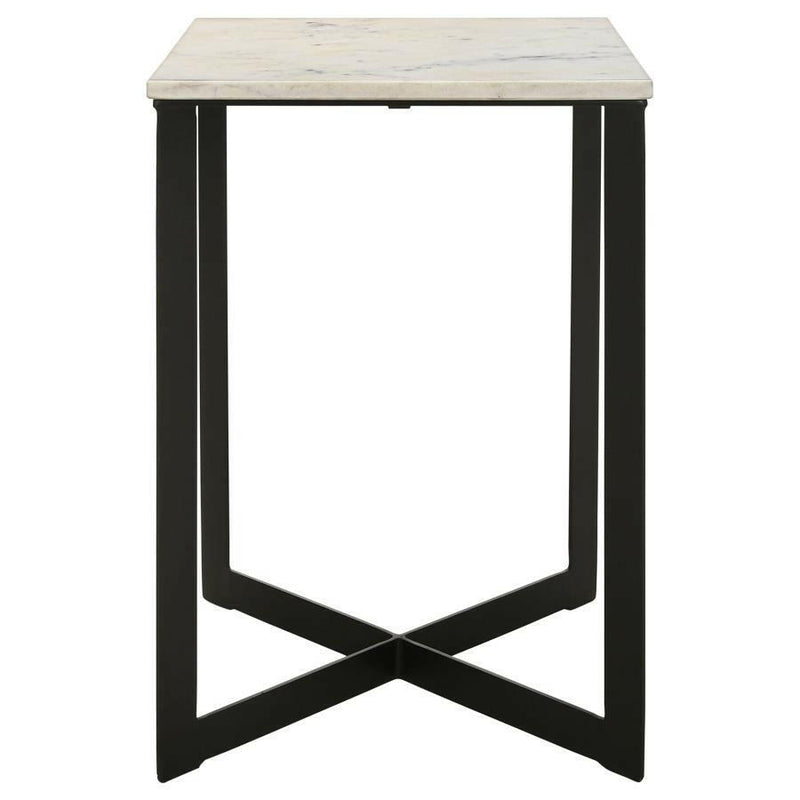 Tobin - Square Marble Top End Table - White and Black.