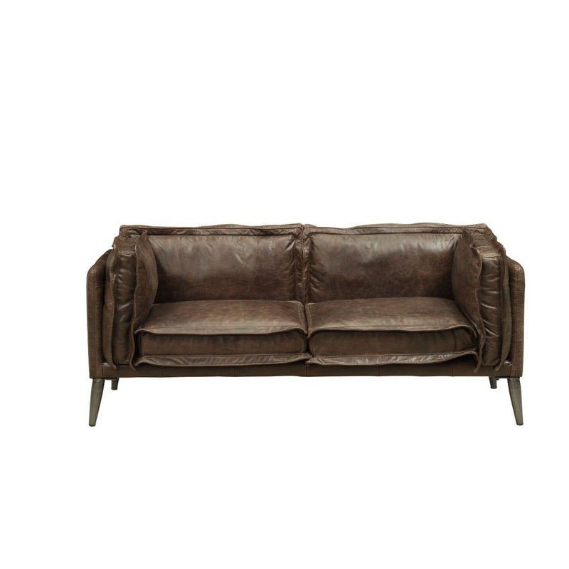 Porchester - Loveseat - Distress Chocolate Top Grain Leather - Grand Furniture GA