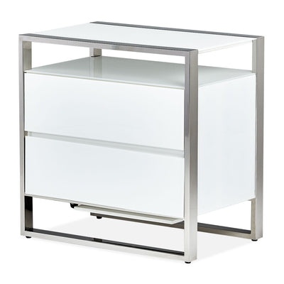 State St. - Metal Nightstand w / LED Lights - Glossy White.
