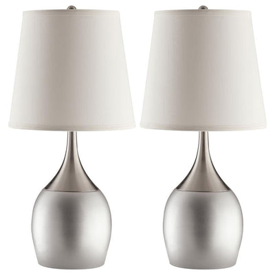 Tenya - Empire Shade Table Lamps (Set of 2) - Silver And Chrome - Lamp Sets - Grand Furniture GA