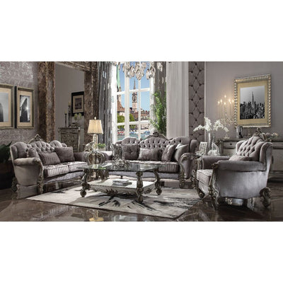Versailles - Chair - Velvet & Antique Platinum - 46" - Grand Furniture GA