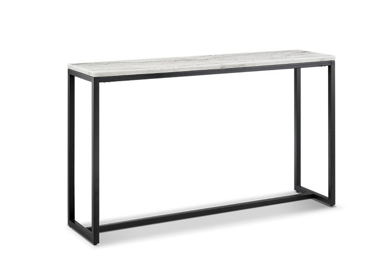 Torin - Rectangular Sofa Table - White Marble And Matte Black