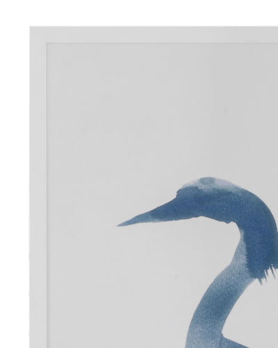 Heron in Blue II - Framed Art - Blue