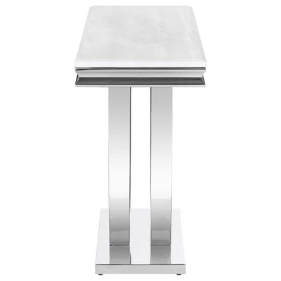 Kerwin - U-Base Stone Top Entryway Sofa Console Table - Chrome