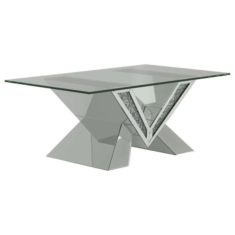 Taffeta - V-Shaped Coffee Table With Glass Top - Silver.