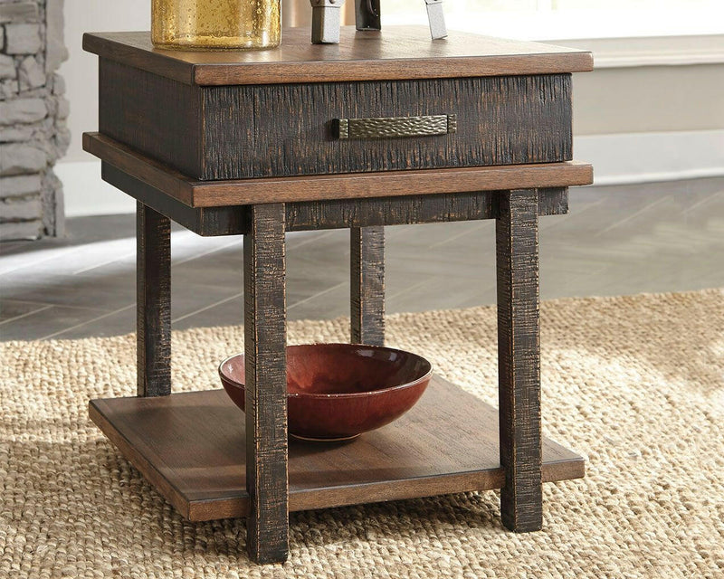 Stanah - Brown / Beige - Rectangular End Table.