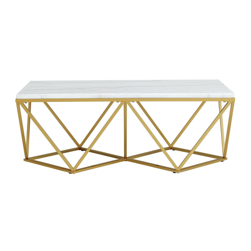 Riko - Rectangular Coffee Table With Metal Leg - Gold - Coffee Tables - Grand Furniture GA