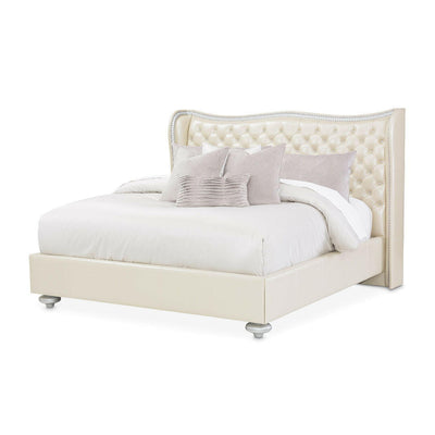 Hollywood Swank - California King Upholstered Bed - Creamy Pearl.