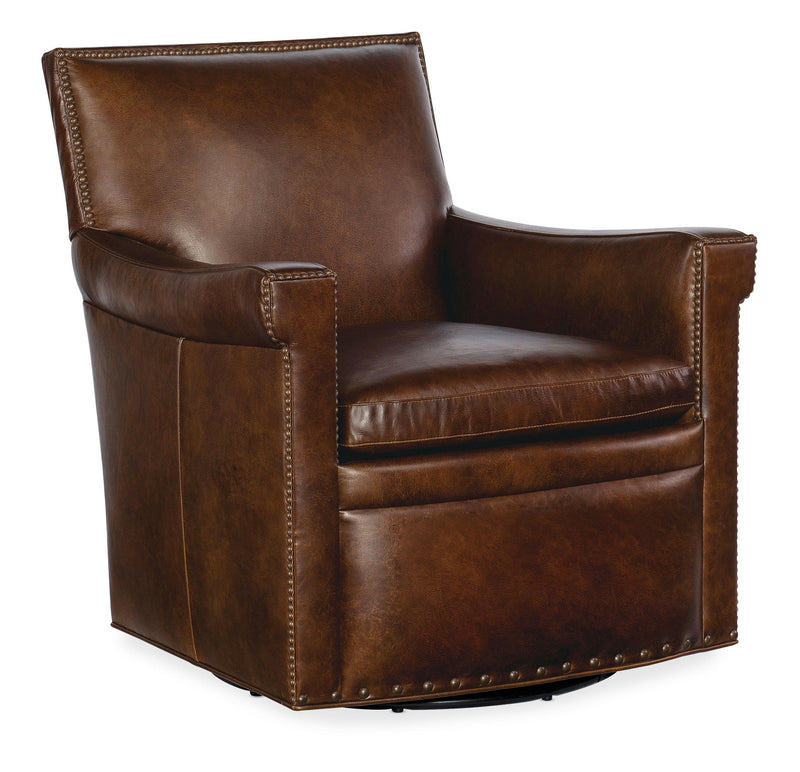 Swivel Club Chair - Dark Brown.