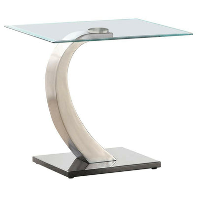 Pruitt - Glass Top End Table - Clear and Satin.