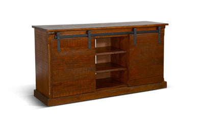 Santa Fe - TV Console With Barn Door - Dark Chocolate.