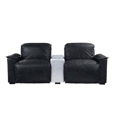 Misezon - Recliner - Black Top Grain Leather & Aluminum - Grand Furniture GA