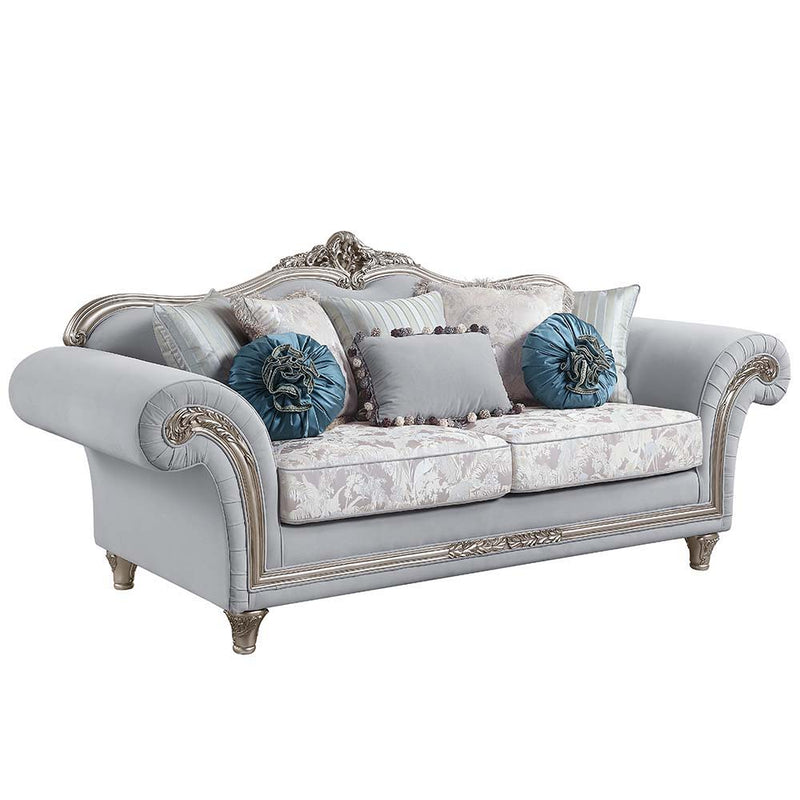 Pelumi - Sofa - Light Gray Linen & Platinum - Finish - Grand Furniture GA