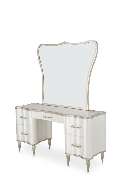 London Place - Vanity with Mirror - Creamy Pearl