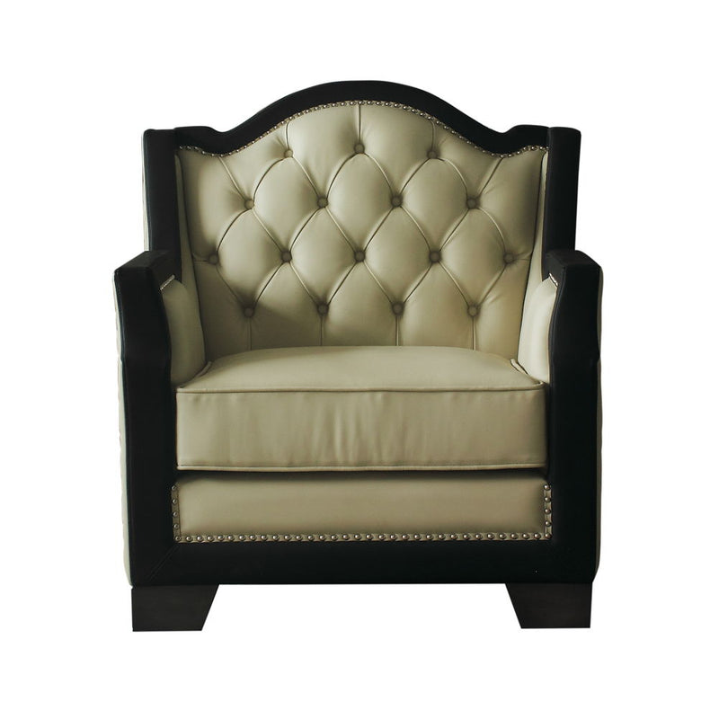 House - Beatrice Chair - Beige PU, Black PU & Charcoal Finish - Grand Furniture GA